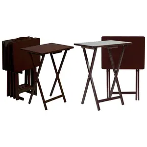 PJ Wood Folding Portable TV Snack Tray Table w/Compact Storage Rack, (Set of 7) PJ Wood Folding Portable TV Snack Tray Table w/Compact Storage Rack, (Set of 7)