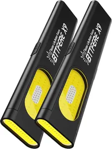 2 Pack EDC Pocket Flashlight Torches - 675 Lumen USB-C Rechargeable, Slim Flat, IPX4 Waterproof, Dual Modes, Magnetic Base, Clip-On Emergency Flashlight Torches for Camping, Travel