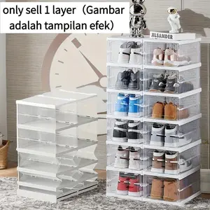 Transparent Shoe Box Display Cabinet, Thick Foldable Sports Shoe Storage Box, Stackable Dust-Proof High Shelf, Shoe Rack Organizer