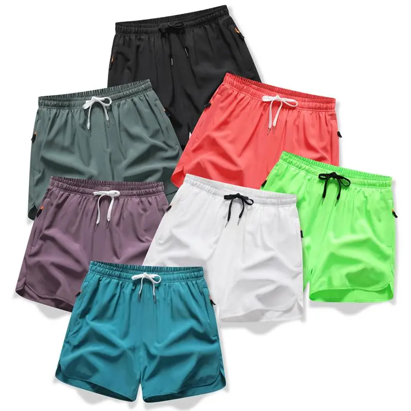 7PCS, Men’s casual athletic shorts, with side slits and zippered safety pockets, perfect for summer wear