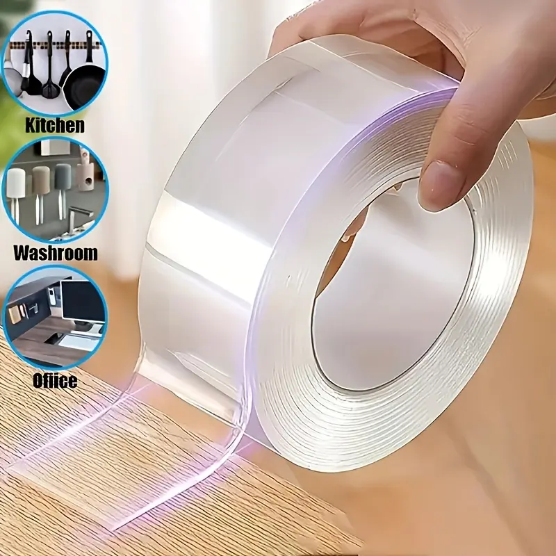 Nano Double-Sided Heavy Duty Tape - 9.84ft Removable Clear Mounting Tape for Indoor Use, Wall, Carpet - Strong, Washable, Traceless Adhesive for Home & Party Supplies DIY Projects