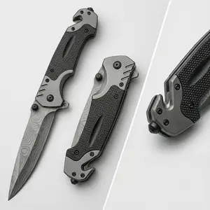 Multifunctional Stainless Steel Folding Knife with Seatbelt Cutter and Glass Breaker - Camping and Hiking Tool - EDC Sharp Folding Knife - Gift for Men and Women - Compact Grip Folding Knife