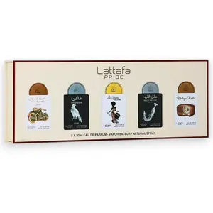 Lattafa Perfumes | Pride Mini Collection | Shaheen Silver + La Collection D'Antiquites 1910 + Vintage Radio + Ishq Al Shuyukh Silver + La African Drummer | Eau De Parfum | 20 ML | Lavender - Plum & Sandalwood Notes