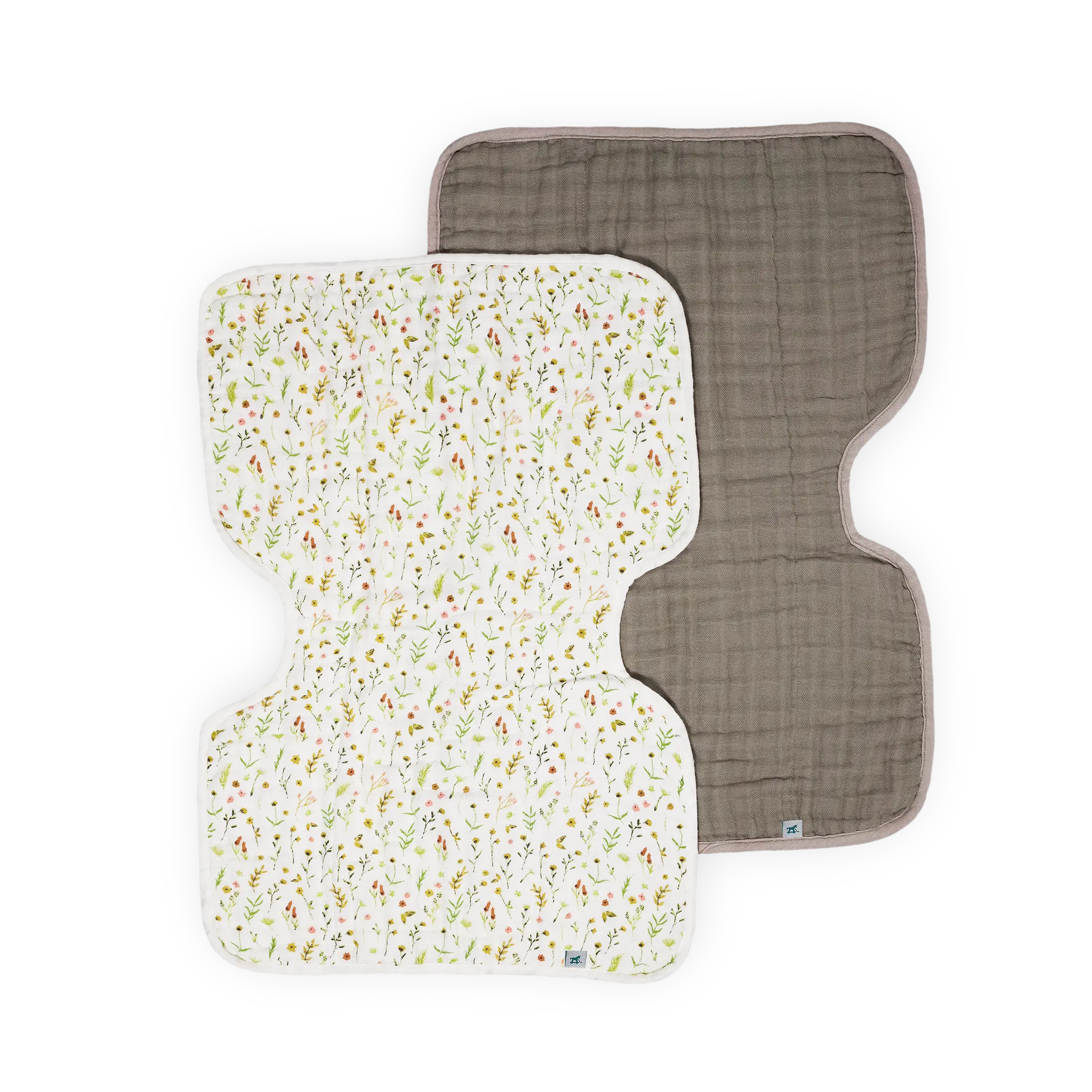 Organic Cotton Muslin Burp Cloth 2 Pack - Floral Field + Driftwood Organic Cotton Muslin Burp Cloth 2 Pack - Floral Field + Driftwood