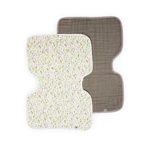 Organic Cotton Muslin Burp Cloth 2 Pack - Floral Field + Driftwood