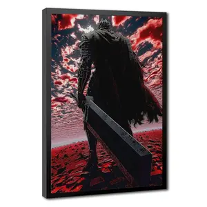 BERSERK Guts Anime Canvas Wall Art Print, Eco-Friendly Material, Black Framed / Canvas Wrap / Unframed Poster, Dark Fantasy Manga Room Decor Art Graphic Gift