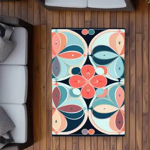 MWW C1ROAR355A9PGS 3 x 5 ft. Pastel Mandala Black Outdoor Rectangle Area Rug for Home Decor