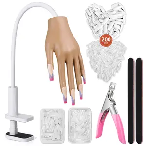 Practice Hand For Nails: Tips Won't Fall Off - Flexible With 200pcs Beginners Salon