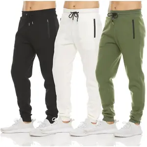 Mens 3 Pack Fleece Active Athletic Workout Jogger Sweatpants for Men with Zipper Pocket and Drawstring Size,Casual Trousers Suitable For Jogging And Outdoors Sports Wear Soft