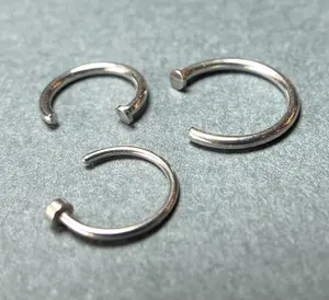 1pc Solid Surgical Steel Nose Ring Hoop 16g 18g 20g 22g, 5/16", 3/8", 8mm, 10mm