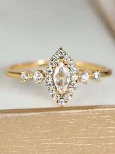 Simple marquise ring for women & girls engagement ring with artificial gemstones, Teardrop Bridal Rings, stackable design, elegant jewelry gift