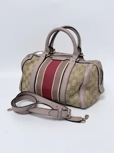 Pre-owned GUCCI GG Canvas Shoulder Bags Gucci Vintage Web GG Joy Boston Bag Crossbody Handle Handbag JA474GG