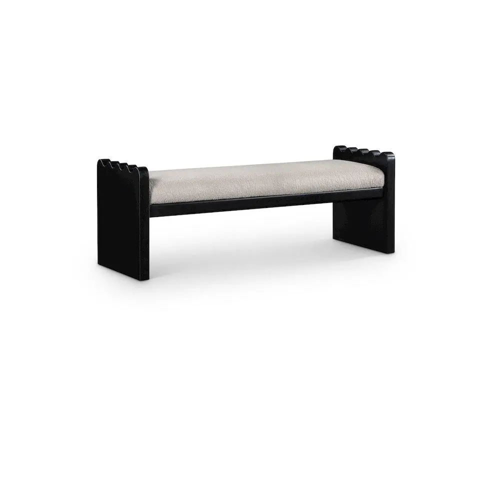 Sonia Beige Velour Fur Fabric Bench