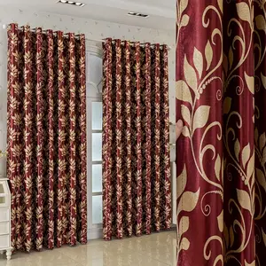 European Style Leaf Jacquard Blackout Curtain, Top Ring Hanging, Easy Install Curtain, Living Room Bedroom Balcony Kitchen Window Decor, High-Quality Craftsmanship