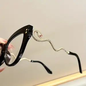 GIGULA Metal Snake-shaped Mirror Legs Cat Eye Reading Glasses Fashion Colorful Elderly Anti-blue Light Reading Glasses Reading Eyeglasses - Suitable for Books, Mobile Phones, Office, Gift, Best Choice for Presbyopia