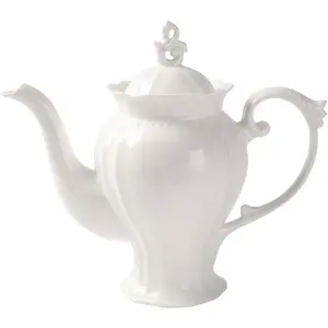 Ultra White English Teapot Coffee Pot Victoria Style Light Weight 37 Oz