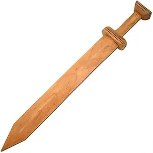Medieval Warrior Wooden Roman Gladius Sword 27-inches Overall Training Sword with Square Pommel For Martial Arts, Training