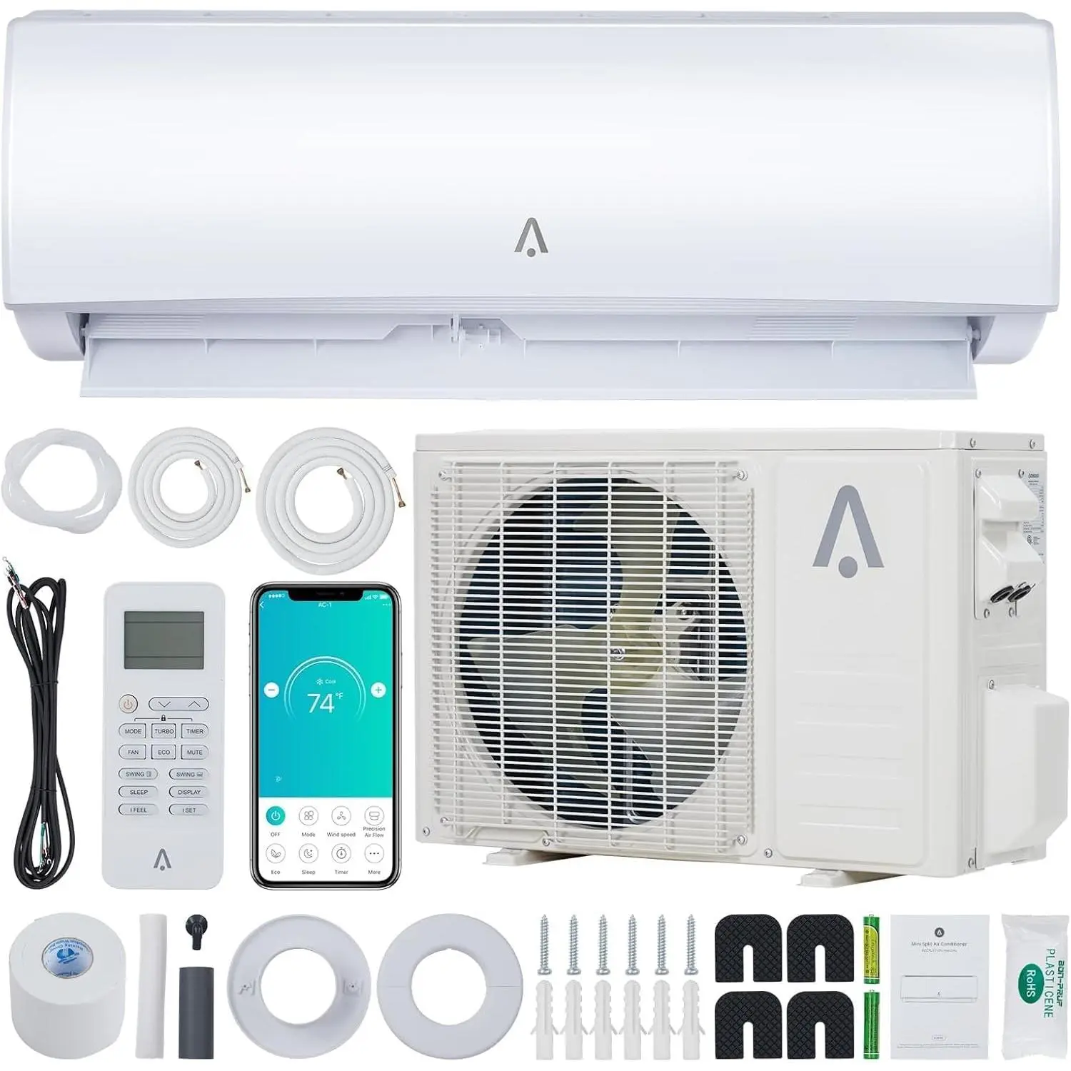 Garvee Mini Split Air Conditioner Heat Pump, 24000BTU 7-in-1 AC Inverter Unit 208-230V Alexa & Wifi 21 SEER2 Up to 1500 Sq.ft R32 7 Fan Speeds