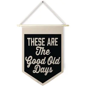 Vintage Hanging Wall Canvas Banner, Inspirational Pennant Flag Prints, Positive Wall Decor for Home Office