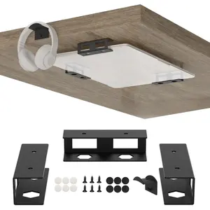 Under Desk Laptop Mount for Lenovo,HP,Asus,Acer Laptop Under Desk Holder with Anti-Scratch Pads Compatible with Laptop,Mac mini,MacBook,Keyboard Under Desk Laptop Shelf with Headphone Hanger