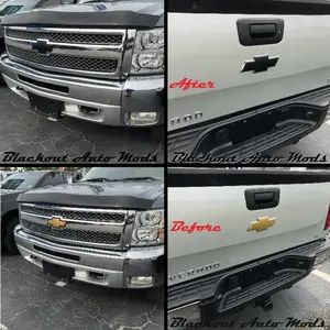 2007-2013 Chevrolet Silverado Emblem Overlay Decal Set Gloss Black Vinyl