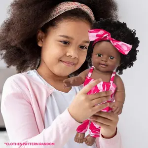 DEARBEI Black Baby Doll for 3 4 5 6 Years Old,12 inch Black Baby Dolls for Girls with Curly Hair,  Doll Clothes,Small Baby Dolls for Toddlers Kids and Girls Holiday Birthday