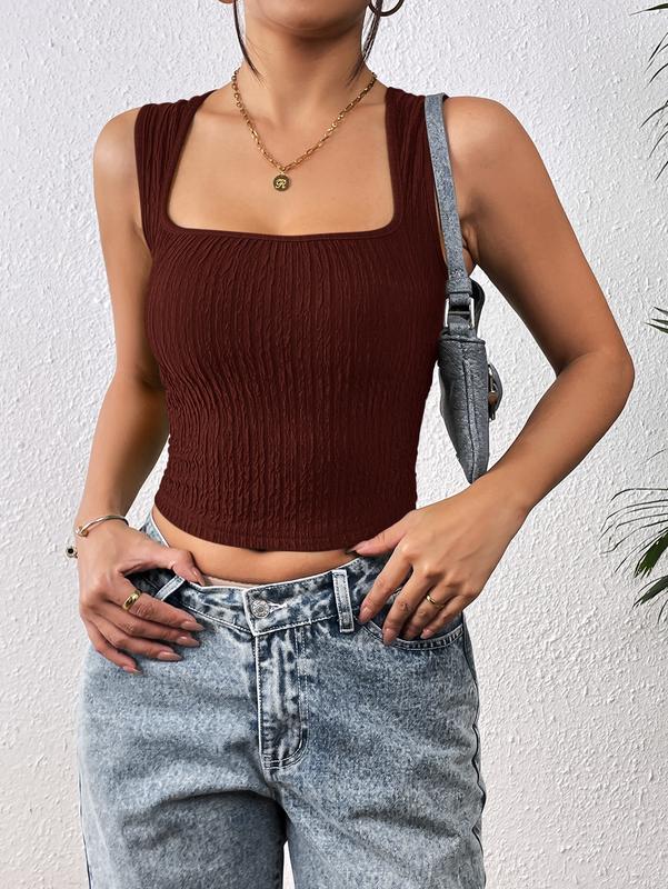 Zeagoo Women's Sleeveless Crop Top Seamless Square Neck Trendy Tank Top Workout Fitness Casual Basic Cute Tops Fashion Sexy Womenswear