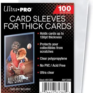 Ultra Pro Clear Thick Card Sleeves, Plastic| Holds cards up to 130-Point | 100-Count (2 Pack) sport collectible Top Loaders