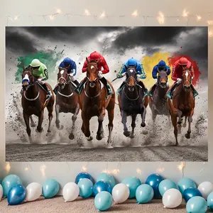 Horse Racing Tapestry Sport Theme Backdrop Animal Scene Wall Hanging Photography Background for Party Decoration Living Room Bedroom Indoor Outdoor Event Decor Polyester