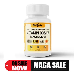 Vitamin D3 K2 & Magnesium Supplement | High Potency 4000IU D3 with 100mcg MK-7 & 200mg Magnesium | Supports Immune Function, Bone & Heart Health | 60 Capsules, Dietary, Sugar Free