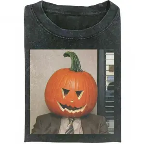 Dwight Pumpkin Head T-Shirt, Funny The Office Halloween Graphic Tee, Vintage Comedy TV Show Fan Shirt, Retro Costume Party Top, Gift for Men, Gift for Women, Crew Neck T-shirt, Trending T-shirt