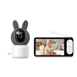 Video Baby Monitor with Indoor Security Camera, 5000mAh Battery, up to 1000ft Range, Two-Way Audio, Night Vision, Lullaby, Tuya APP Compatible，2.4GHz Wi-Fi and Bluetooth Dual Mode Wireless Baby Monitor,Newborn Toddlers Home Use High Chair Nursery Safety