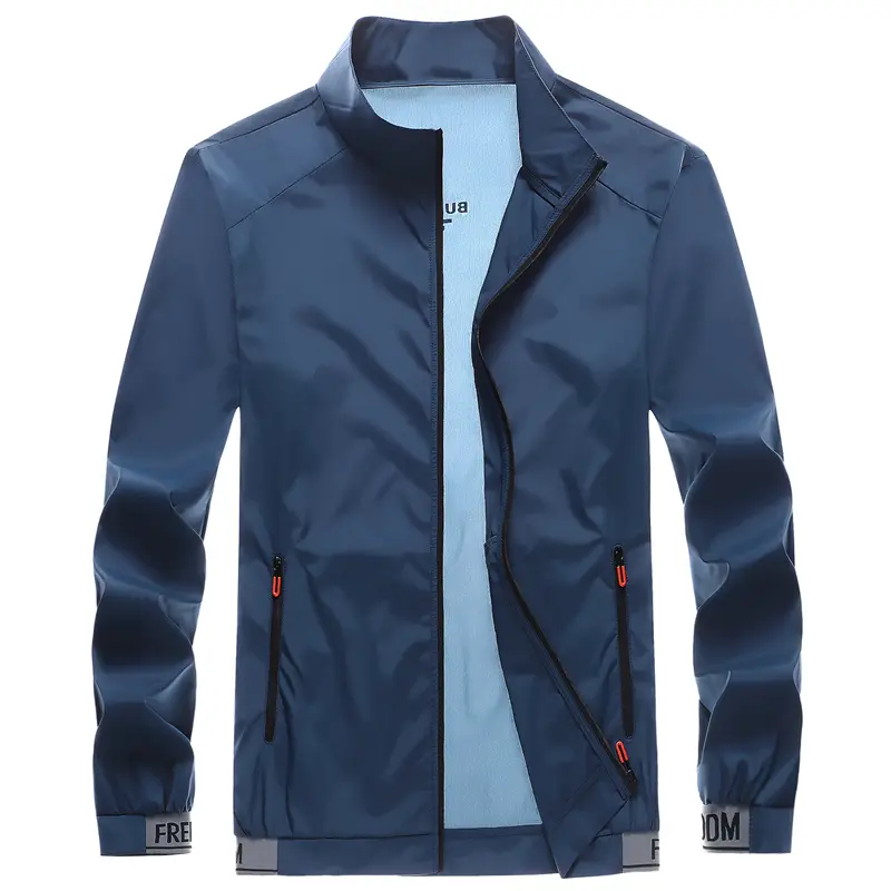 Father’s Day Gift Ideas — Men’s Casual Sports Jacket with Stand Collar, Zipper Pockets, Lightweight Windproof Everyday Outerwear