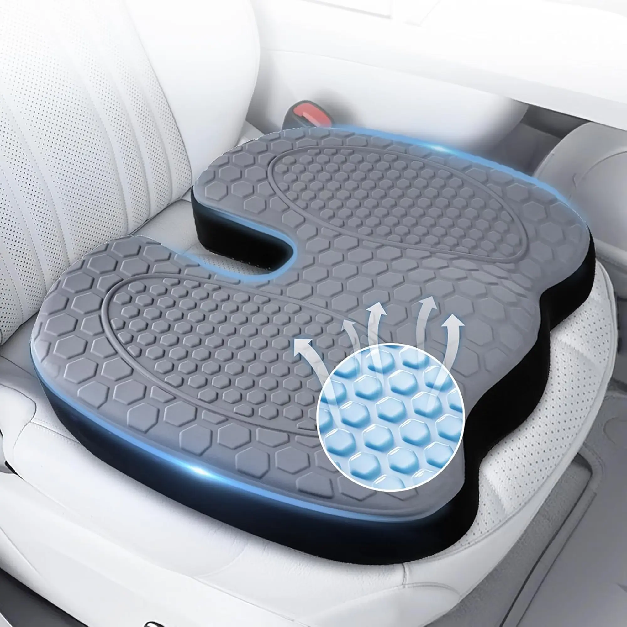 【CARHOME】Cooling Gel Memory Foam Seat Cushion for Office Chair & Car, Ergonomic Coccyx Support Pillow for Long Sitting, Non-Slip Chair Pad for Office Workers, Drivers & Gaming