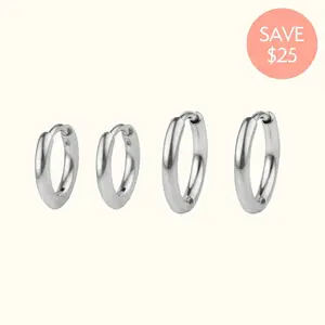 Silver Titanium Plain Huggies Set