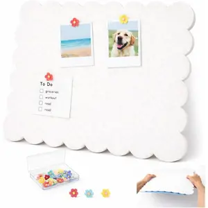 Scalloped Felt Bulletin Board 24x18 in, Thick PET Felt Pin Board, Heat-Pressed Flat, Self-Adhesive Mount, Push Pin Friendly Photo/Card Display for , Office, Crafts, Planning,  (Oatmeal)