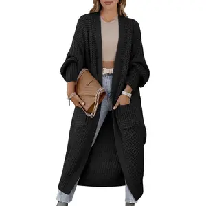 Women Cardigan Sweaters Long Sleeve Open Front Knit Long Coat Duster Cozy 2025 Fall Winter Outfits with Pockets