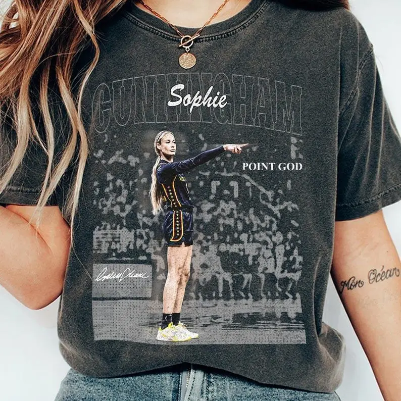Comfort Colors Sophie Cunningham Shirt - Vintage 90s Bootleg Women Basketball Graphic Tee, Retro Point God Sports T-Shirt, Hip Hop Streetwear Merch Pepper Gray Top