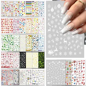 36 Sheets Varied Nail Art Stickers, All Holiday Variety Pack Seasonal Nail Decals, Self-Adhesive Pegatinas Uñas Colorful Design for Flowers Butterflies Luminous Star Halloween Christmas