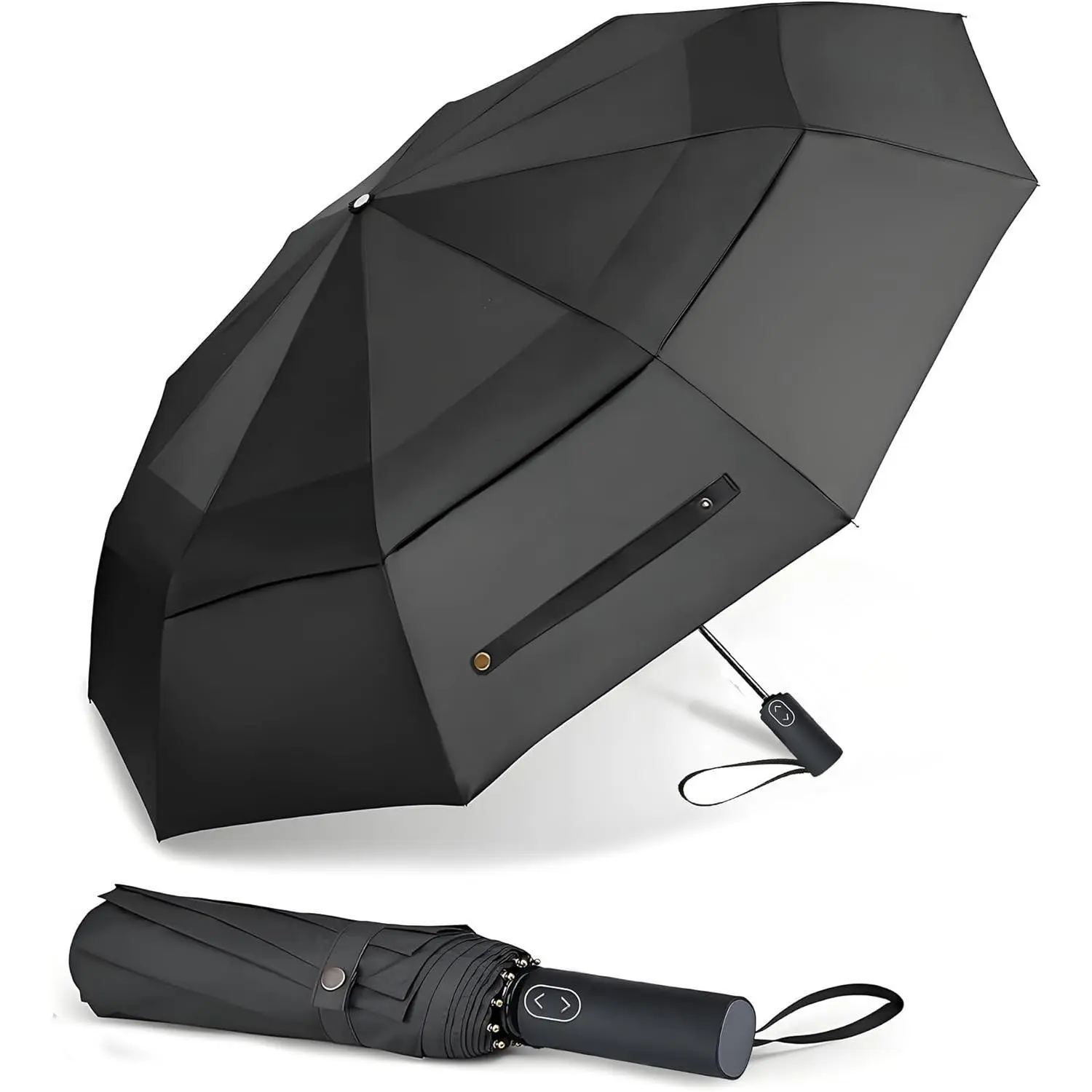 Oversized Folding Golf Umbrella 49 Inch, Windproof Double Vented Canopy with Fiberglass Ribs, Auto Open Close Compact Travel Umbrella for Unisex Adults, Automatic, Outdoor Sports