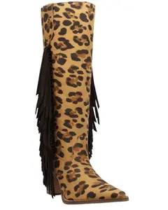 Dingo Women's Twister Suede Fringe Tall Western Boot Snip Toe - Di2282-Lprd