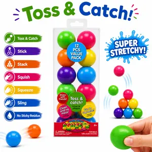 Expressions Rainbow Squeeze Ball Fidget Toys 12pc Colorful Stress Relief Sensory Squishy Set for Toss Catch Stack & Calm