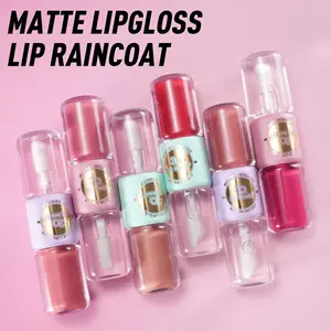 3Q Beauty Matte Lip Gloss Lip Raincoat Set,   6-Color   Transfer-Proof Long Lasting Lip Tint, Non-Stick Cup Waterproof Liquid Lipstick Kit for Women