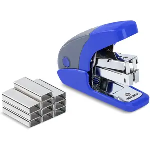 Mini Stapler Set with 20 Sheet Capacity, Integrated Remover, Staple Storage for 1/4" Staples, 1000 Staples Included, Lightweight, for Office, School & Daily Use, Dark Blue