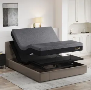 EGO Adjustable Bed Base Frame, Independent Head and Foot Incline Electric Foldable Metal Bed Base Electric, Wireless Remote,Zero Gravity