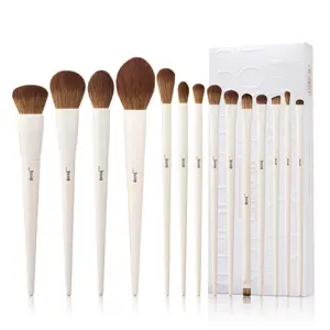 Jessup Makeup Brushes Set 14Pcs Premium Synthetic Powder Foundation Contour Blush Makeup Brushes Kits, Light Grey T329