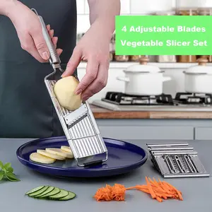 ‌4-in-1 Vegetable Slicer & Cheese Grater - Quick Prep for Salads, Snacks & Cooking Kitchen Steel