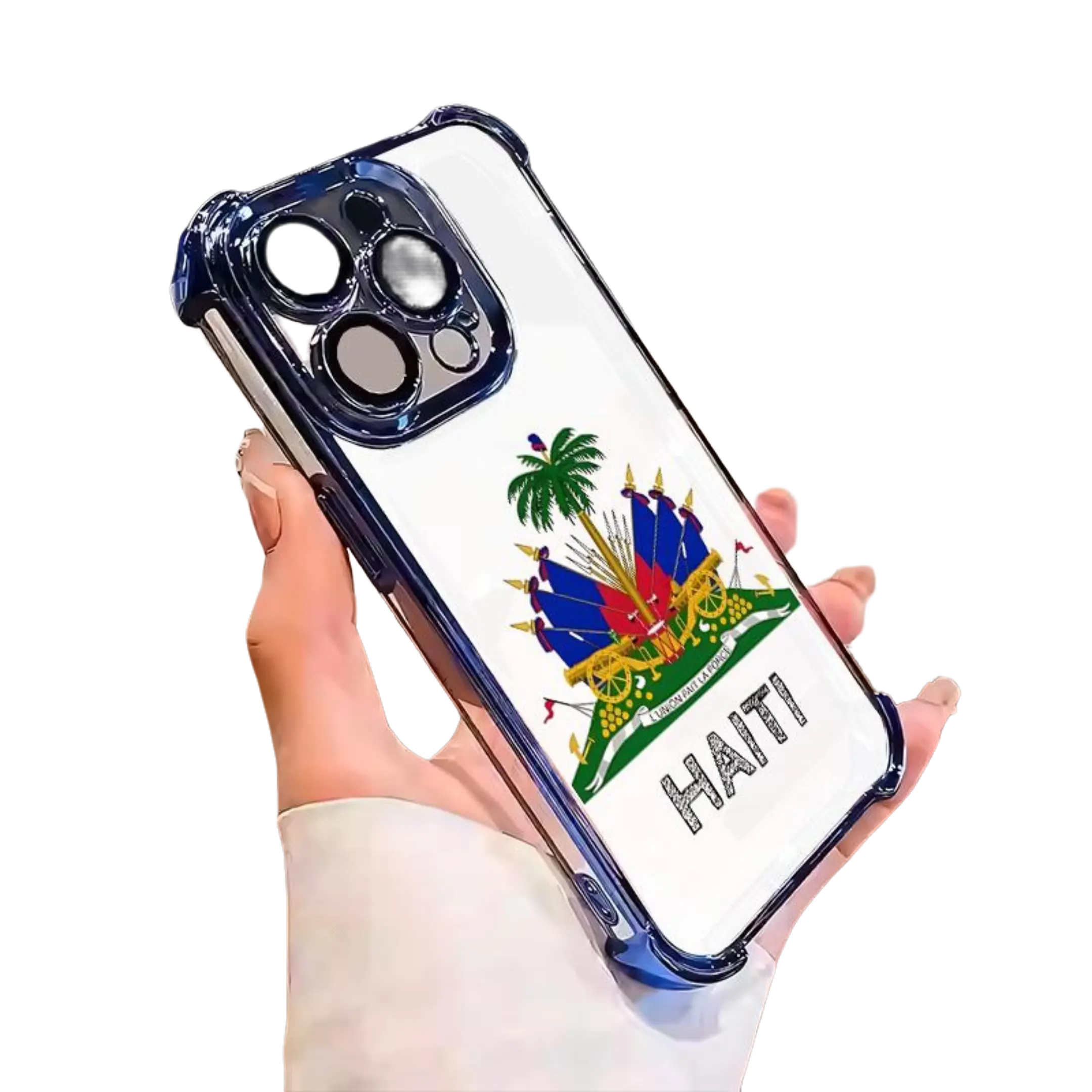 Haiti Flag Print Electroplated TPU Phone Case Suitable for iPhone 17 16 15 14 13 12 11 Pro Max Samsung S22 S23 S24 S25 S26 Ultra Durable Soft 4 Corners Anti-Drop Shockproof Protective Cell Phone Cover  GM3009