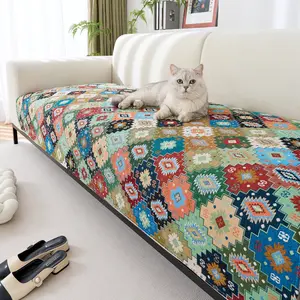 1pc Vintage Ethnic Geometric Print Sofa Cushion, Durable Stain-Resistant Fabric, Bohemian Style, All Seasons, Contemporary Design