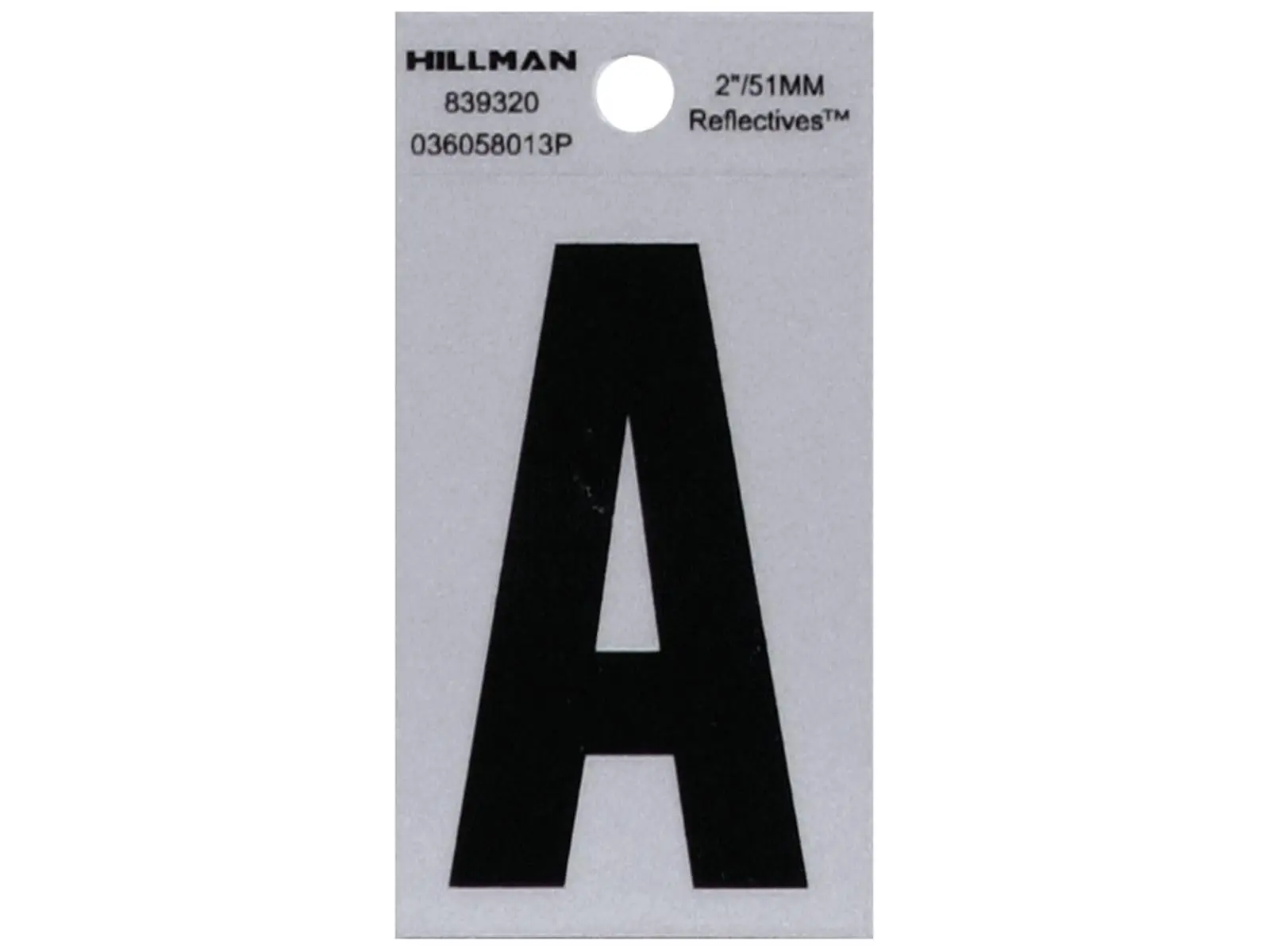 Hillman Group 839320 2 in. Black & Silver Reflective Mylar Square Cut Self Adhesive Letter - A